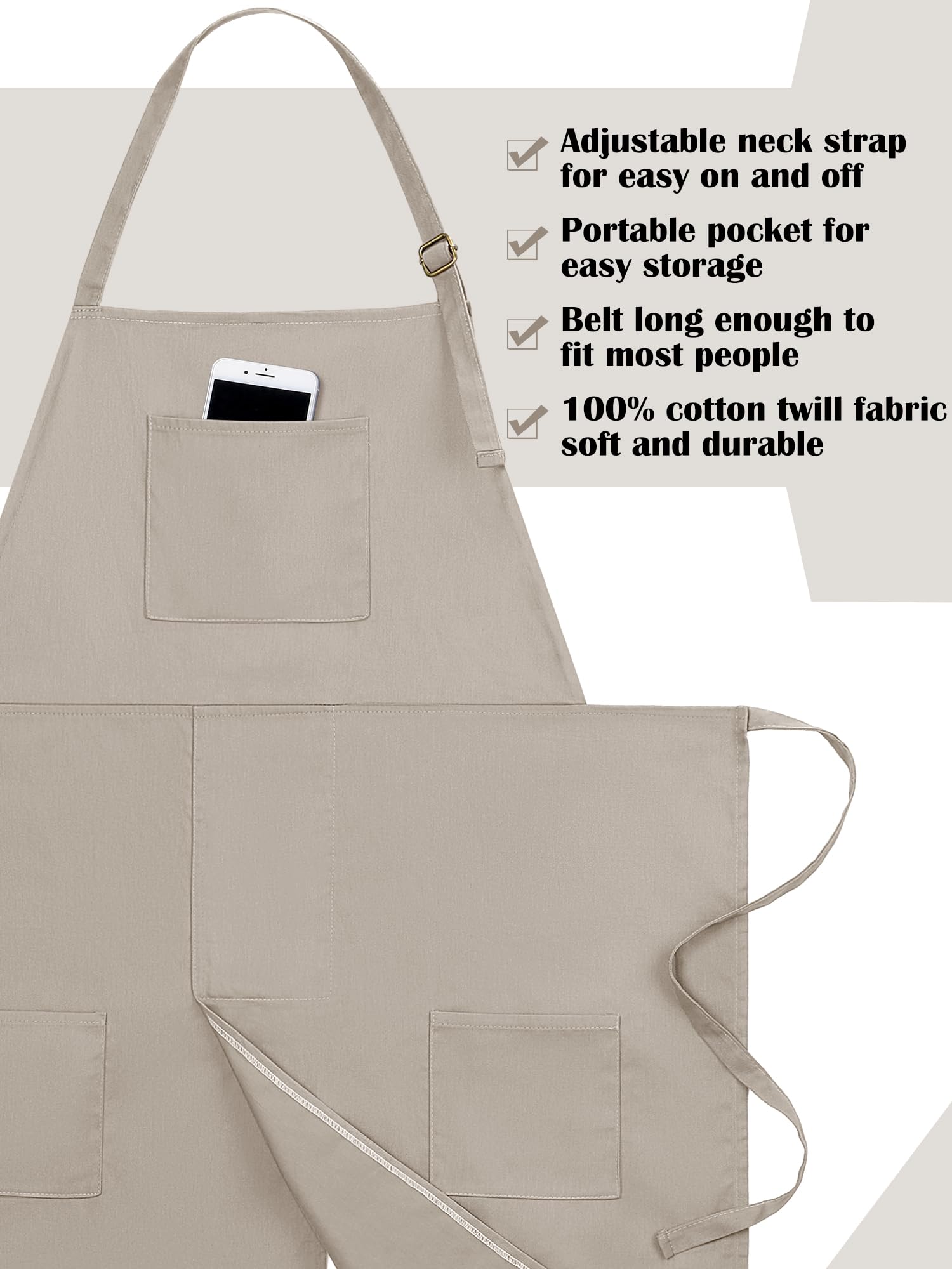 Breathffy 2pcs aprons pack in khaki and gray for versatile studio wear