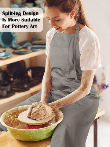 Breathffy split-leg pottery apron back pocket design for easy tool storage