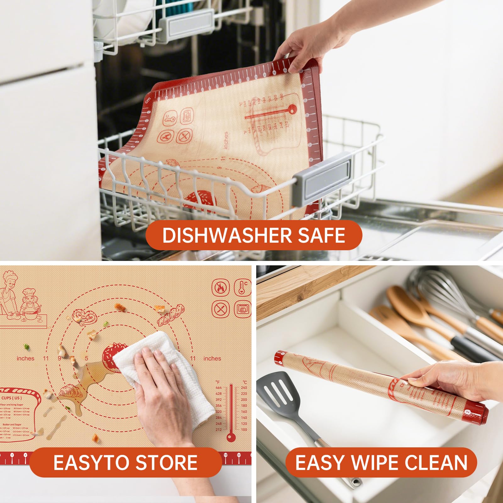 Bredominant easy-clean silicone mat showing no-sticking surfaces for macarons and pastries