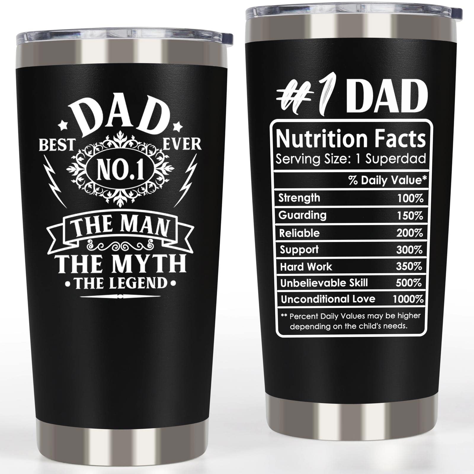 Breezy Valley Dad Tumbler front view showcases sleek stainless steel and gift-ready appeal.