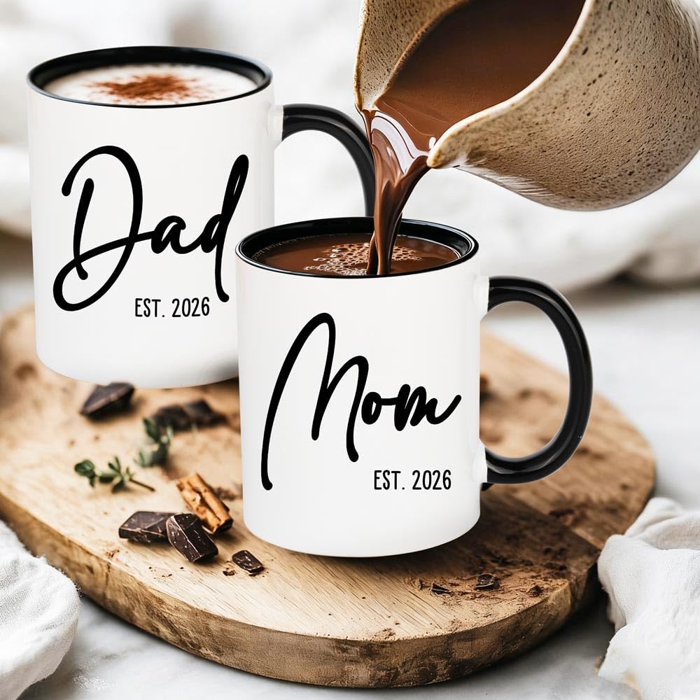 Breezy Valley mom and dad mugs est 2026 morning coffee moment for everyday life.
