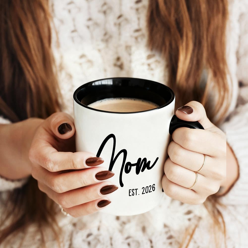Breezy Valley mom and dad mugs est 2026 gift set ideal for baby shower celebrations.