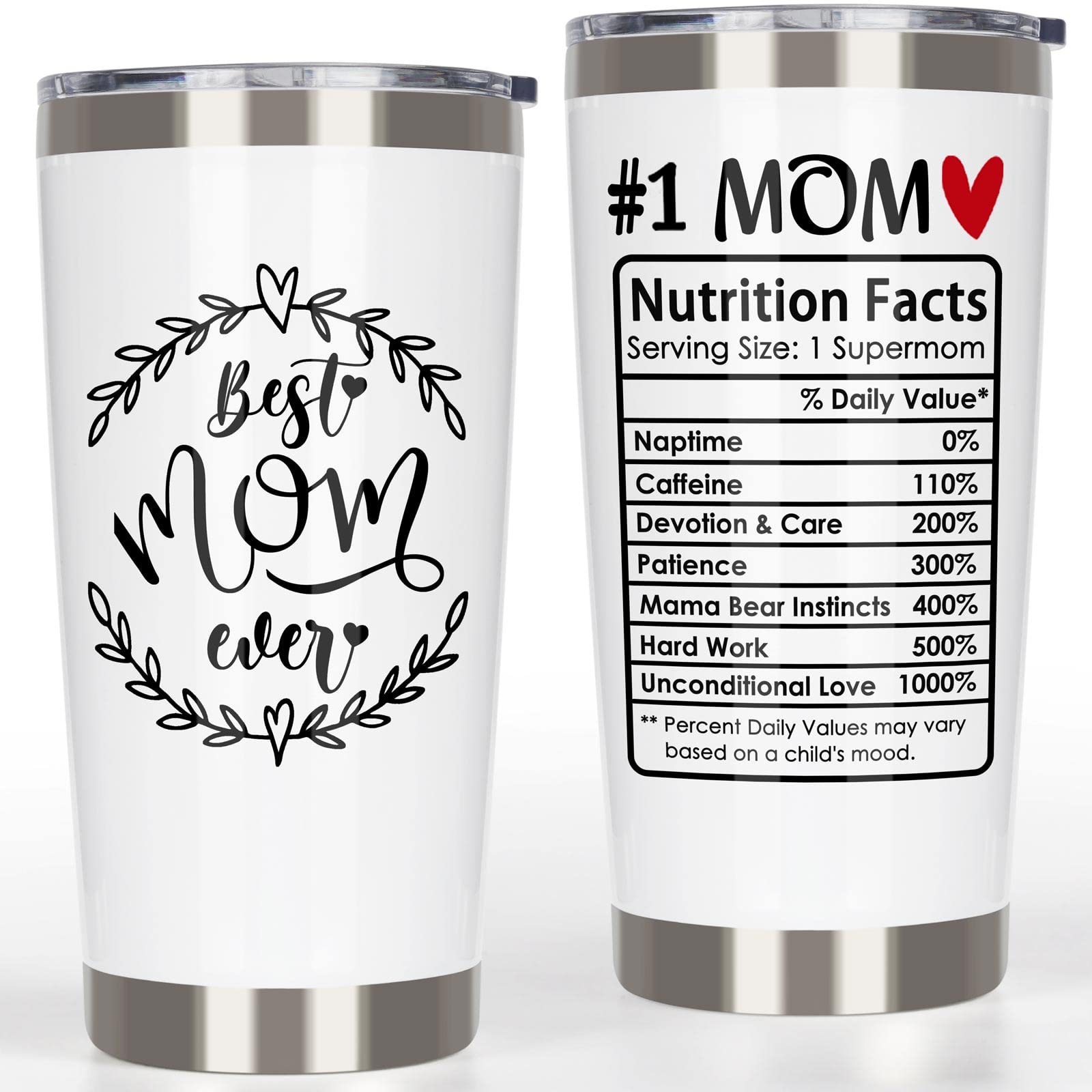 Breezy Valley #1 Mom Tumbler front view shows sleek design and portable temperature control.