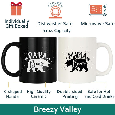 Breezy Valley Papa Bear mug, sturdy ceramic for everyday home or office use.