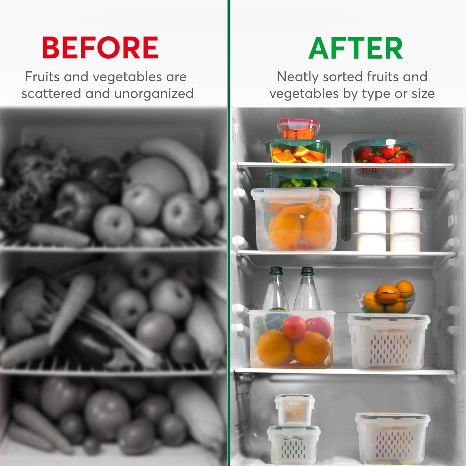 BreezyHome stackable fruit bin saves fridge space and enhances visibility