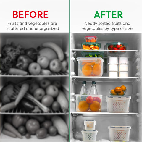 BreezyHome stackable fruit bin saves fridge space and enhances visibility