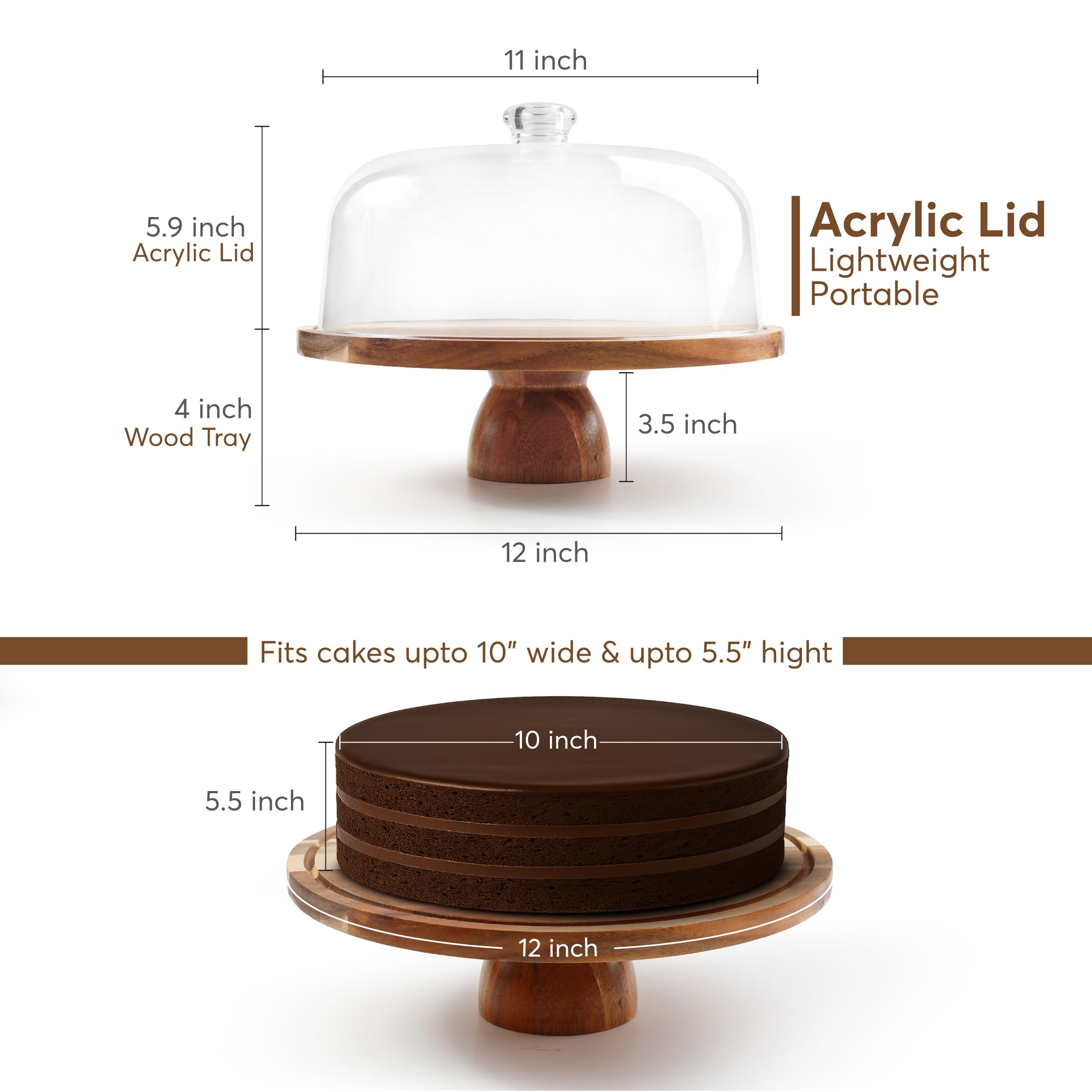 BreezyHome shatterproof acrylic dome keeps desserts fresh and protected.