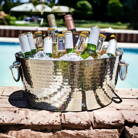 BREKX anchored drink tub with double hinged handles for easy transport.