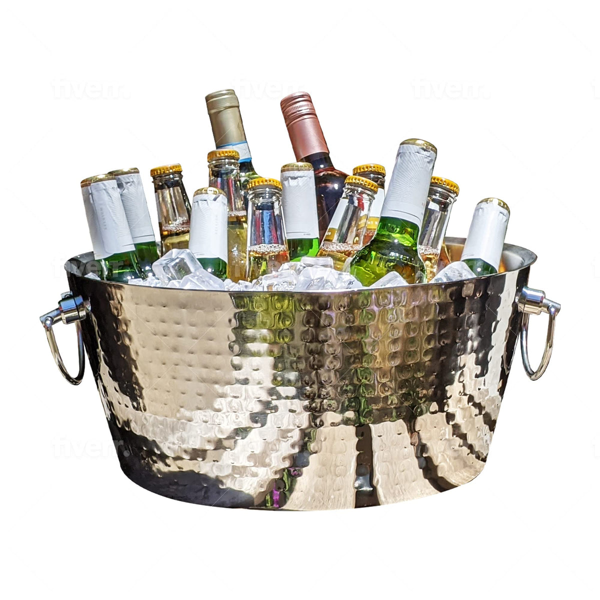 BREKX hammered beverage tub keeps drinks cold for hours during gatherings.