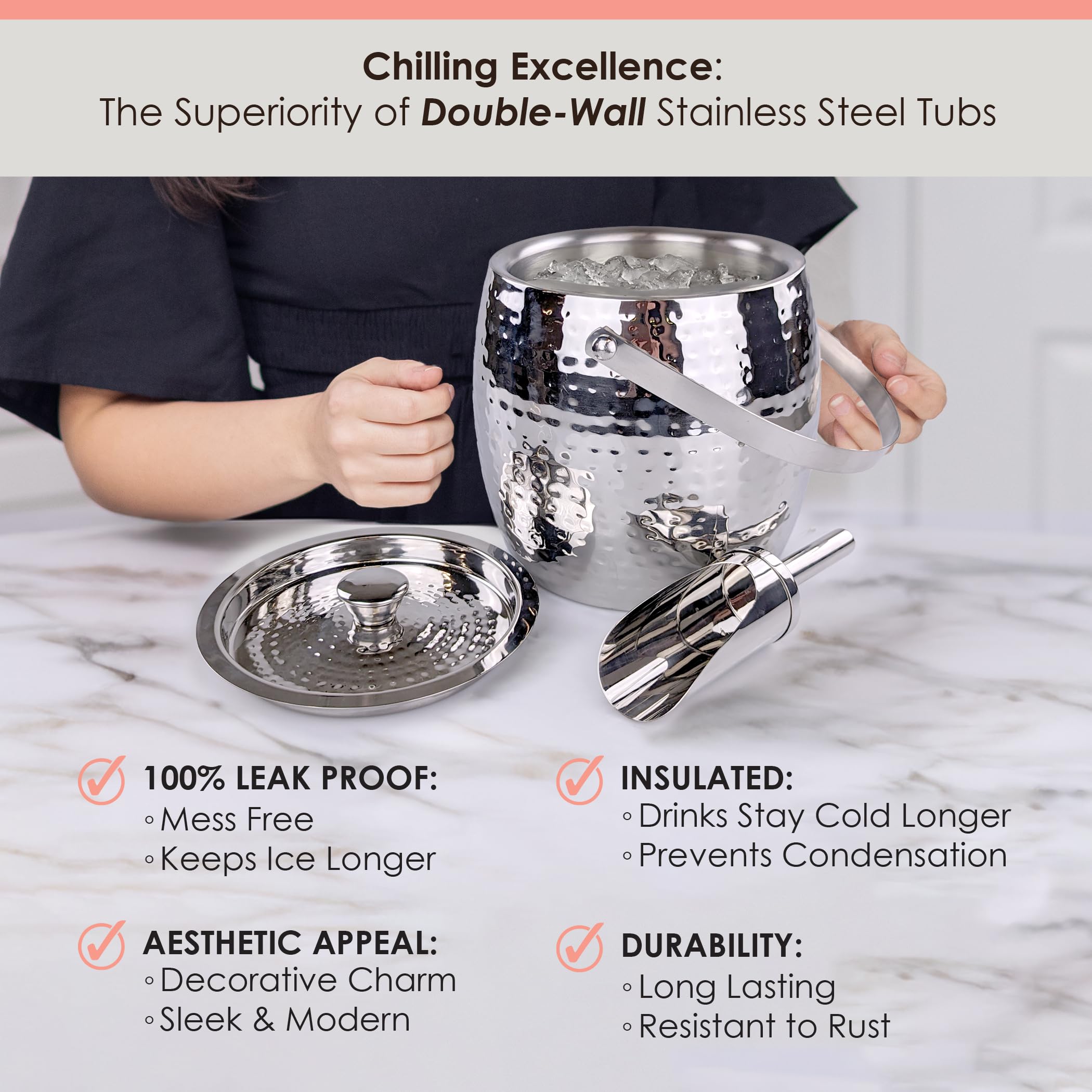 BREKX leak-proof ice bucket prevents spills during busy events