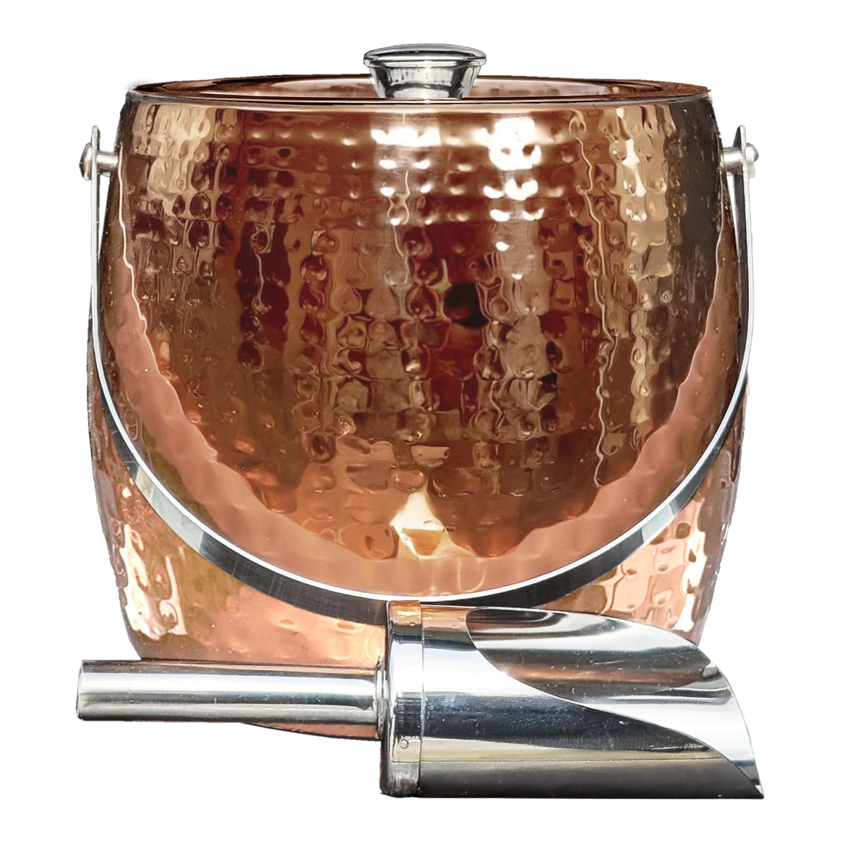 BREKX Rose Gold 3QT ice bucket with lid and scoop for party ice