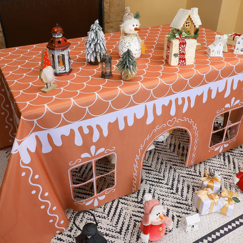 Breling festive centerpiece doubles as a photo backdrop with holiday lights.