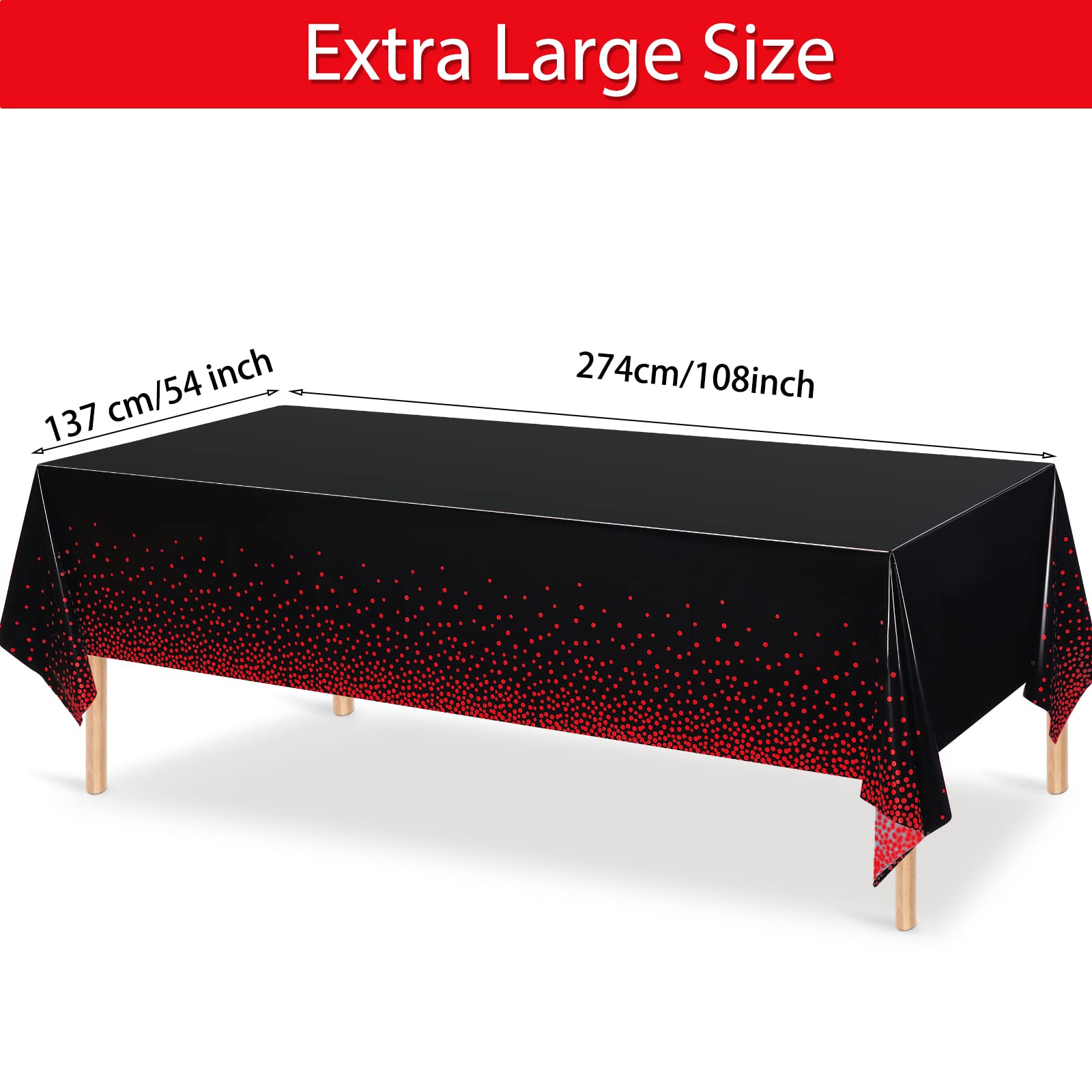 Breling plastic tablecloth in black and red protects surfaces