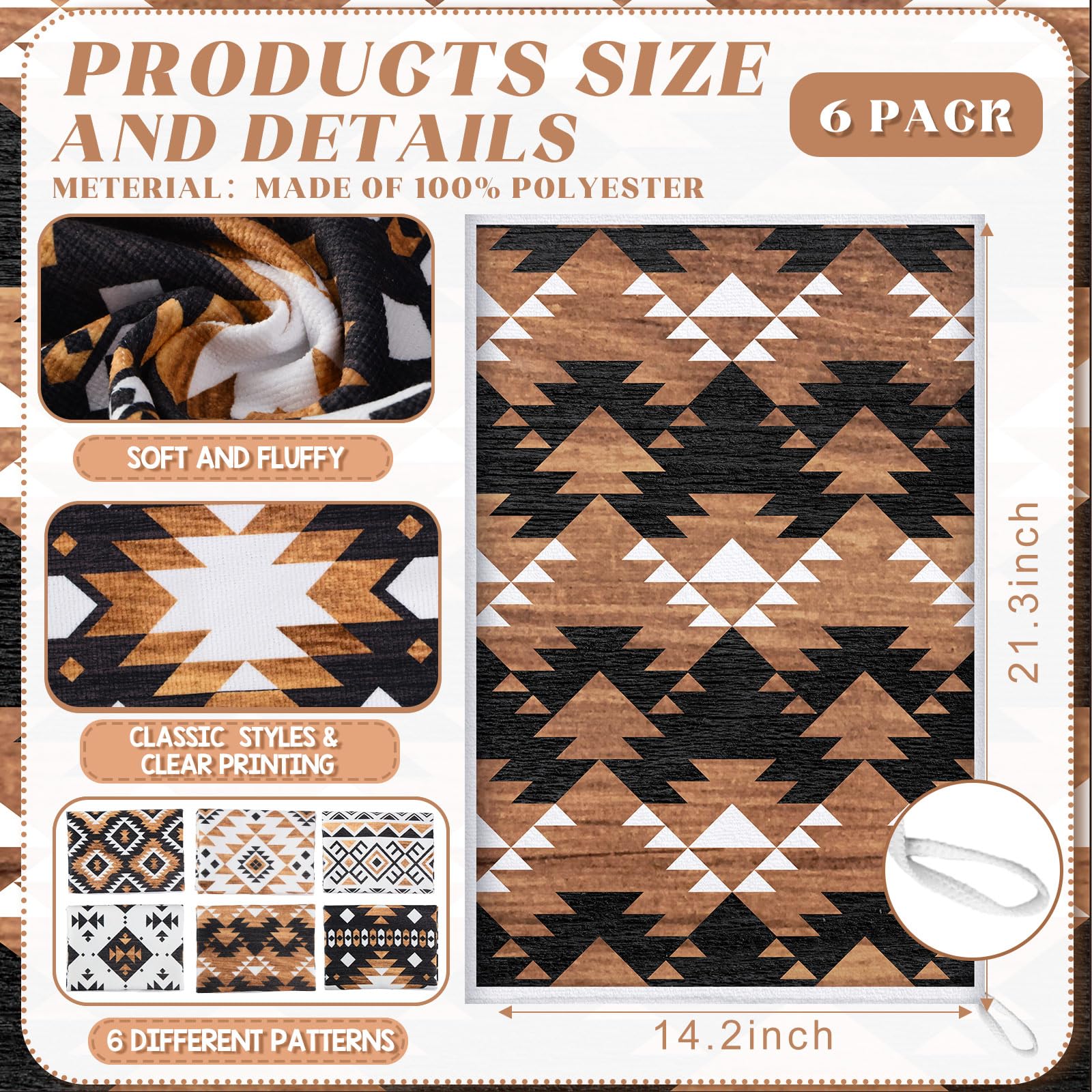 Breling Western Aztec towels pattern close-up shows geometric grid.