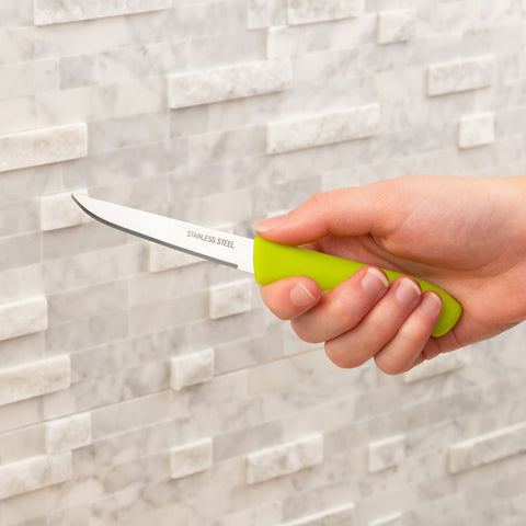 Brenium paring knife 3-inch blade close-up showing razor-sharp precision