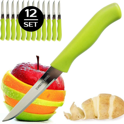 Brenium paring knife ergonomic green handle with non-slip grip