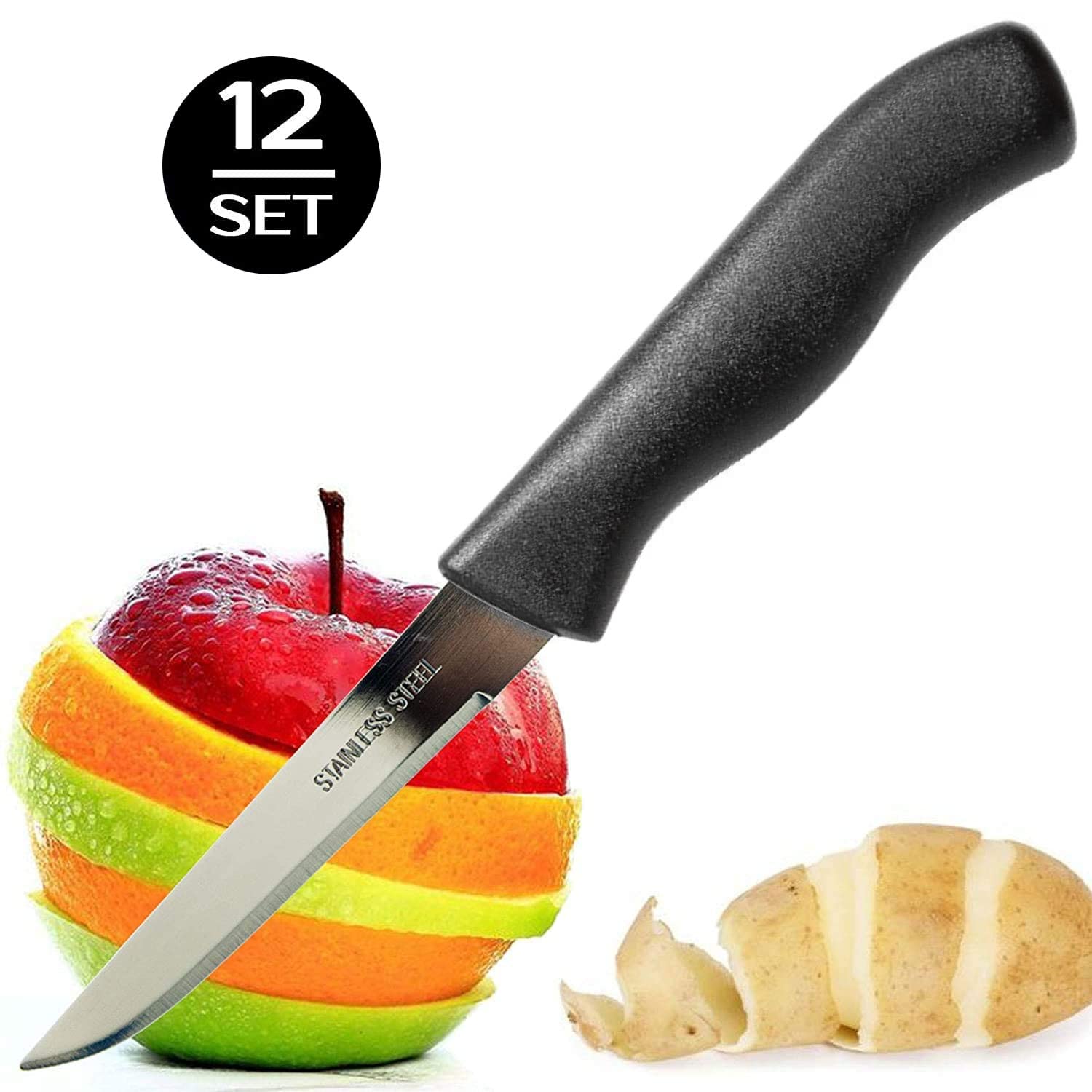 Brenium paring knife with green ergonomic handle for comfortable control