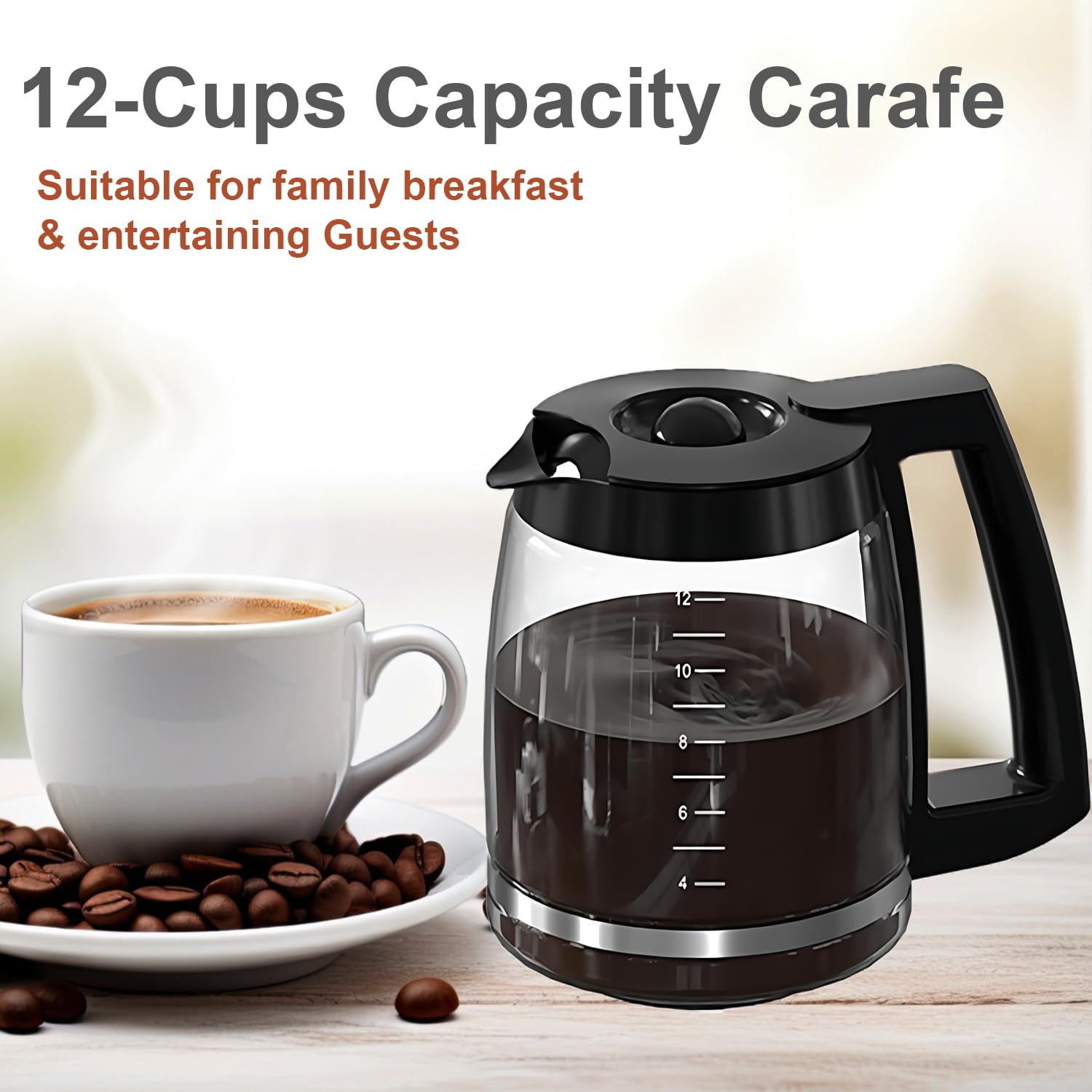 Brensten carafe shown beside coffee and tea serving setup