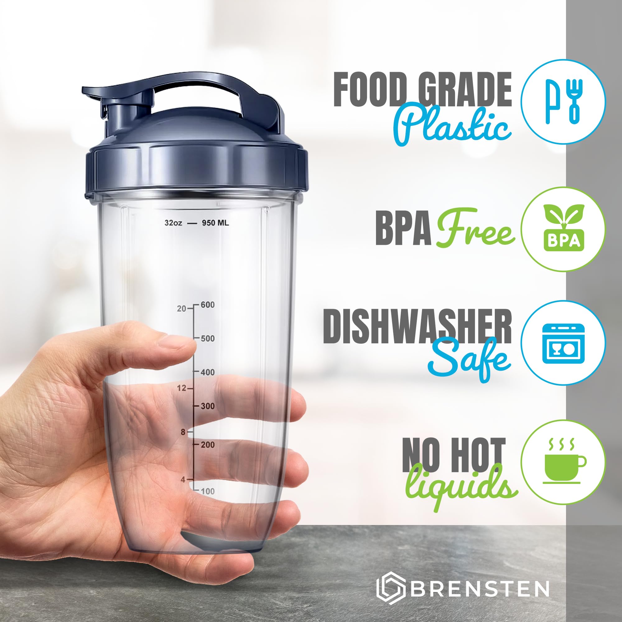 Brensten NutriBullet replacement kit includes cups, lids, and gaskets for complete setup