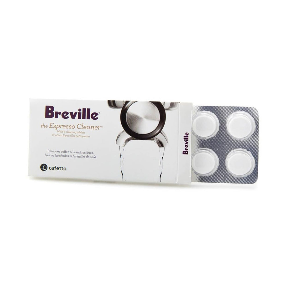Breville BEC250 espresso cleaning tablets for residue removal and machine maintenance