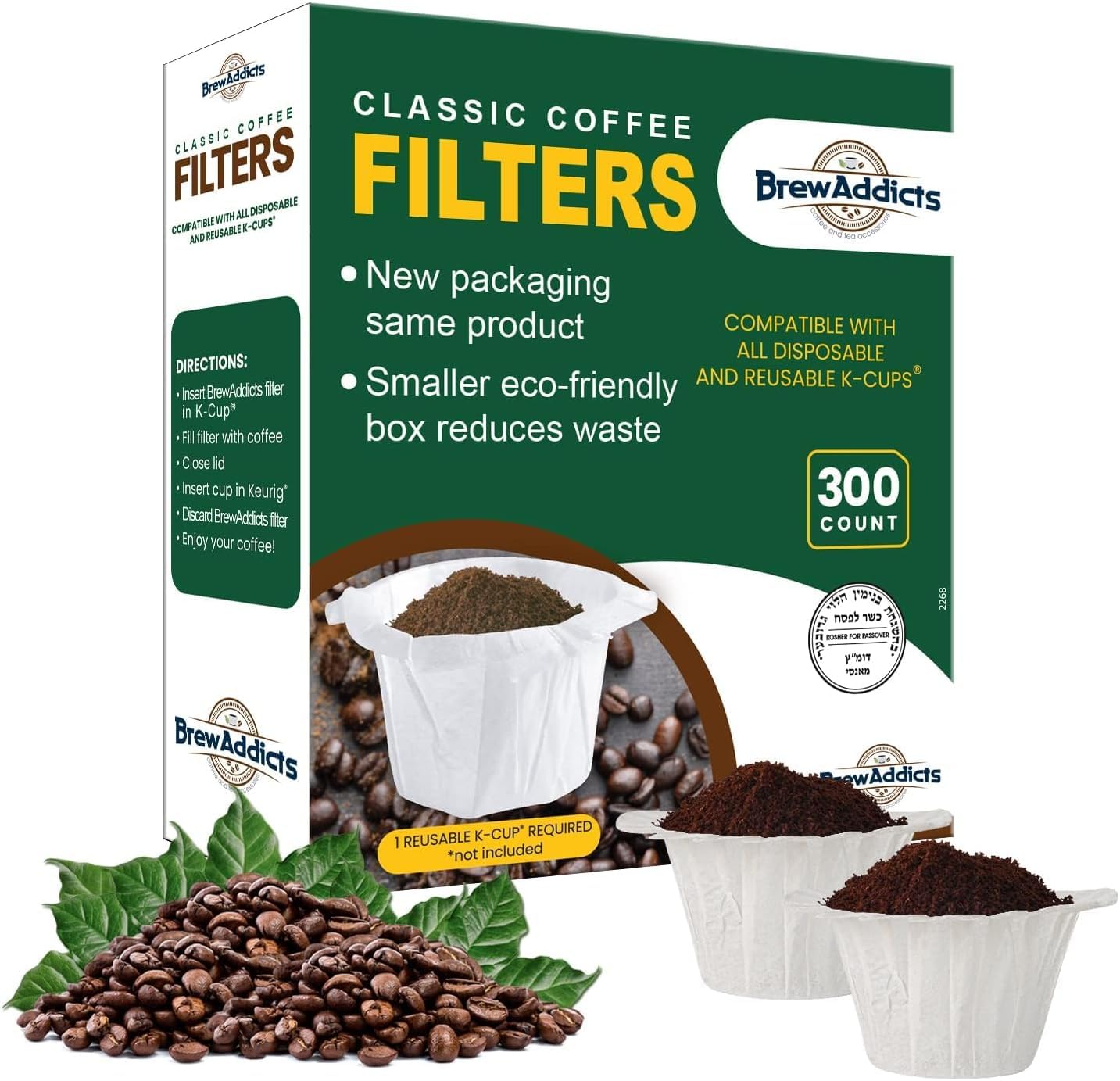 Brew Addicts 300 white paper filters close-up for clean brewing.