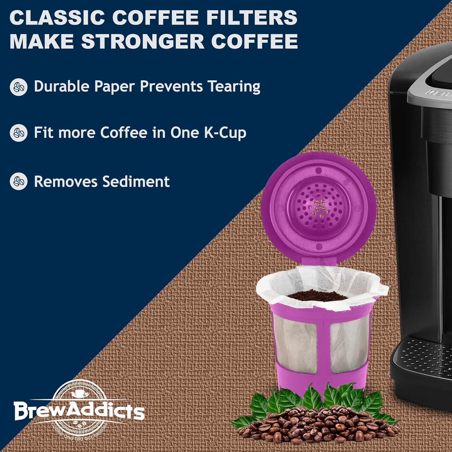 Brew Addicts filters in use during Keurig brewing for smooth extraction.