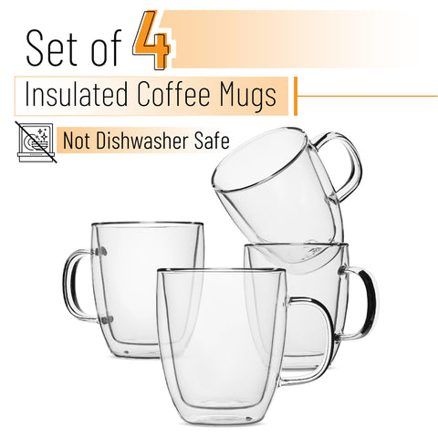BTaT double-wall glass mug shows beverage swirl while maintaining temperature.
