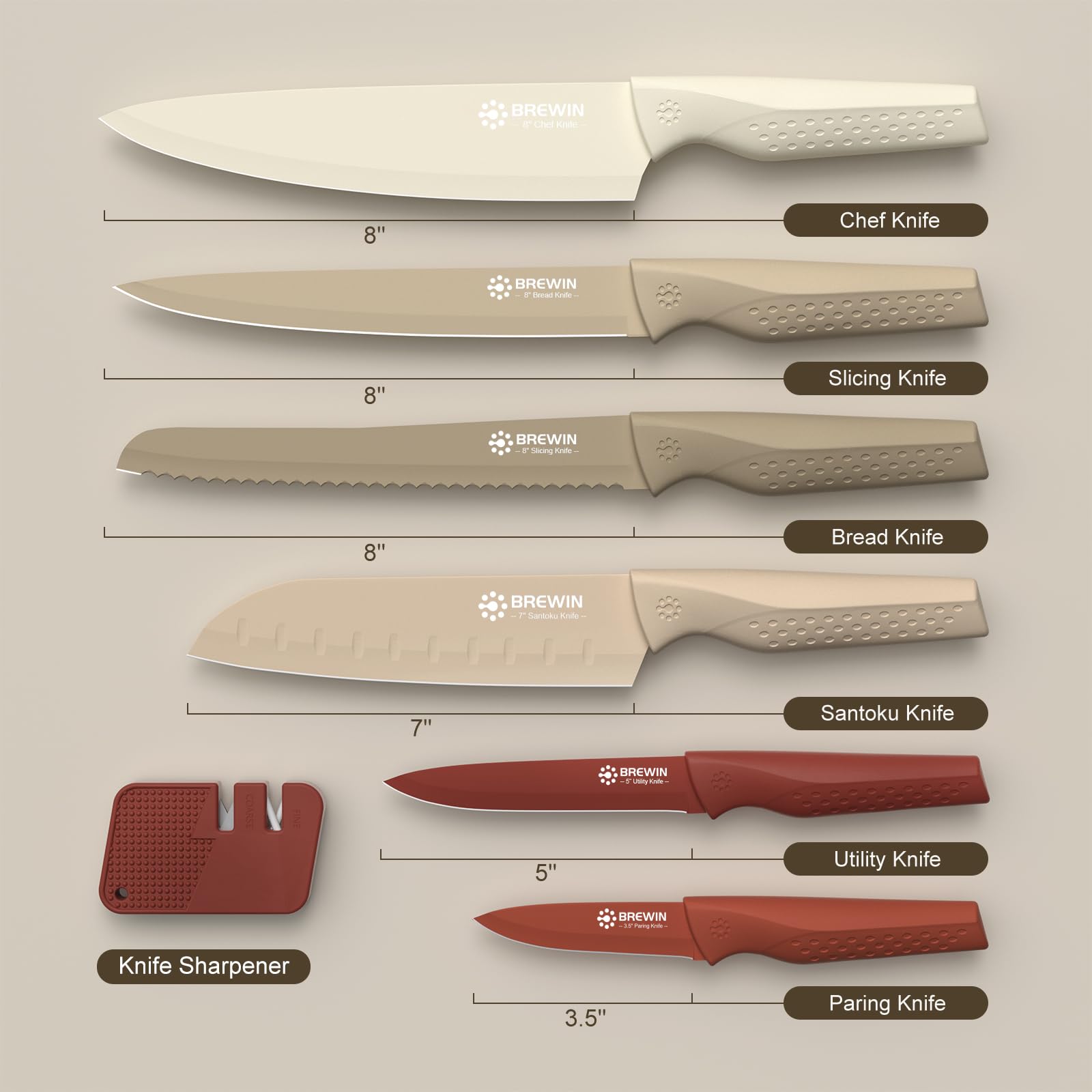 Brewin Knife Set 8-Inch Bread Knife designed for crisper slices