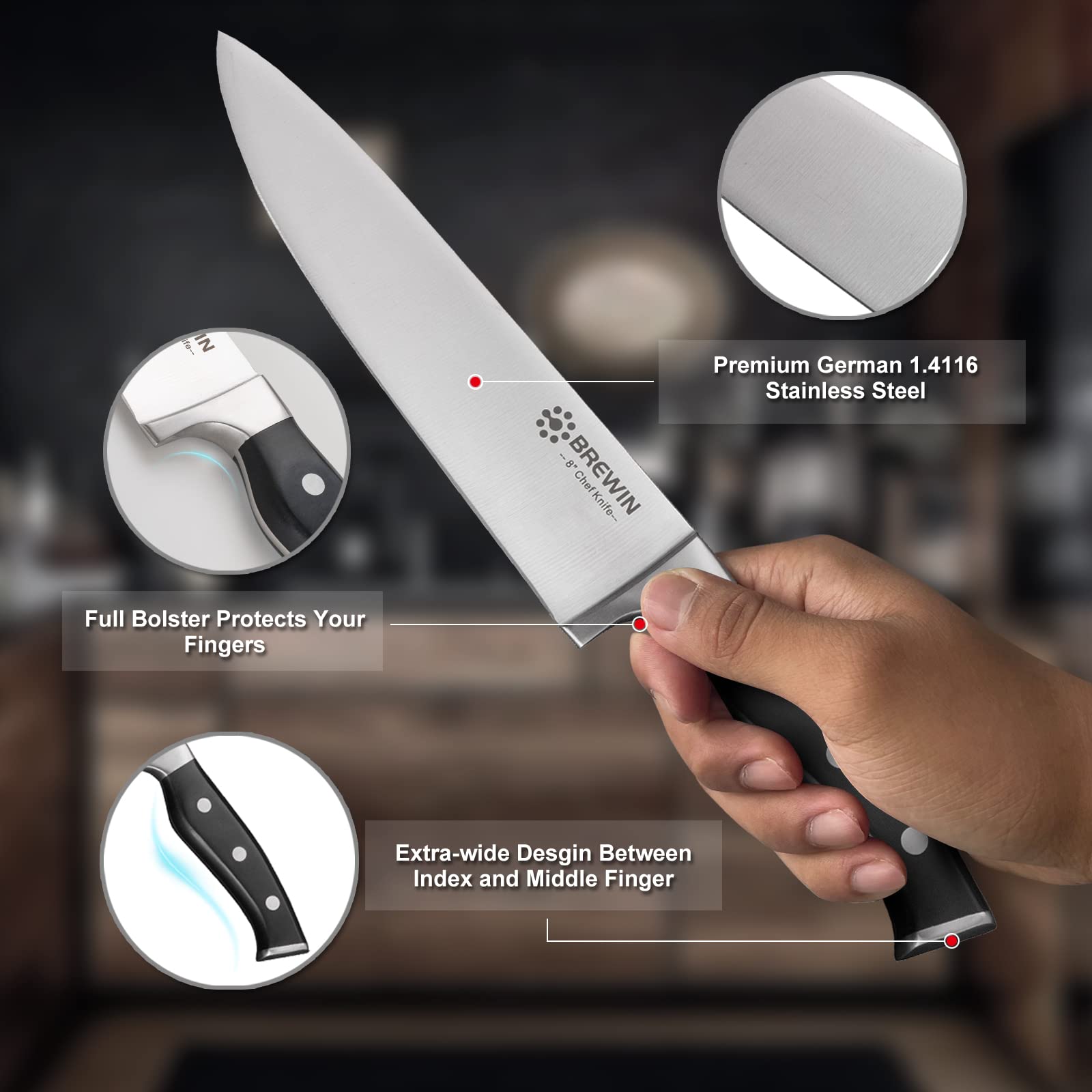 Brewin utility knife slicing display showcases nimble daily prep tasks.