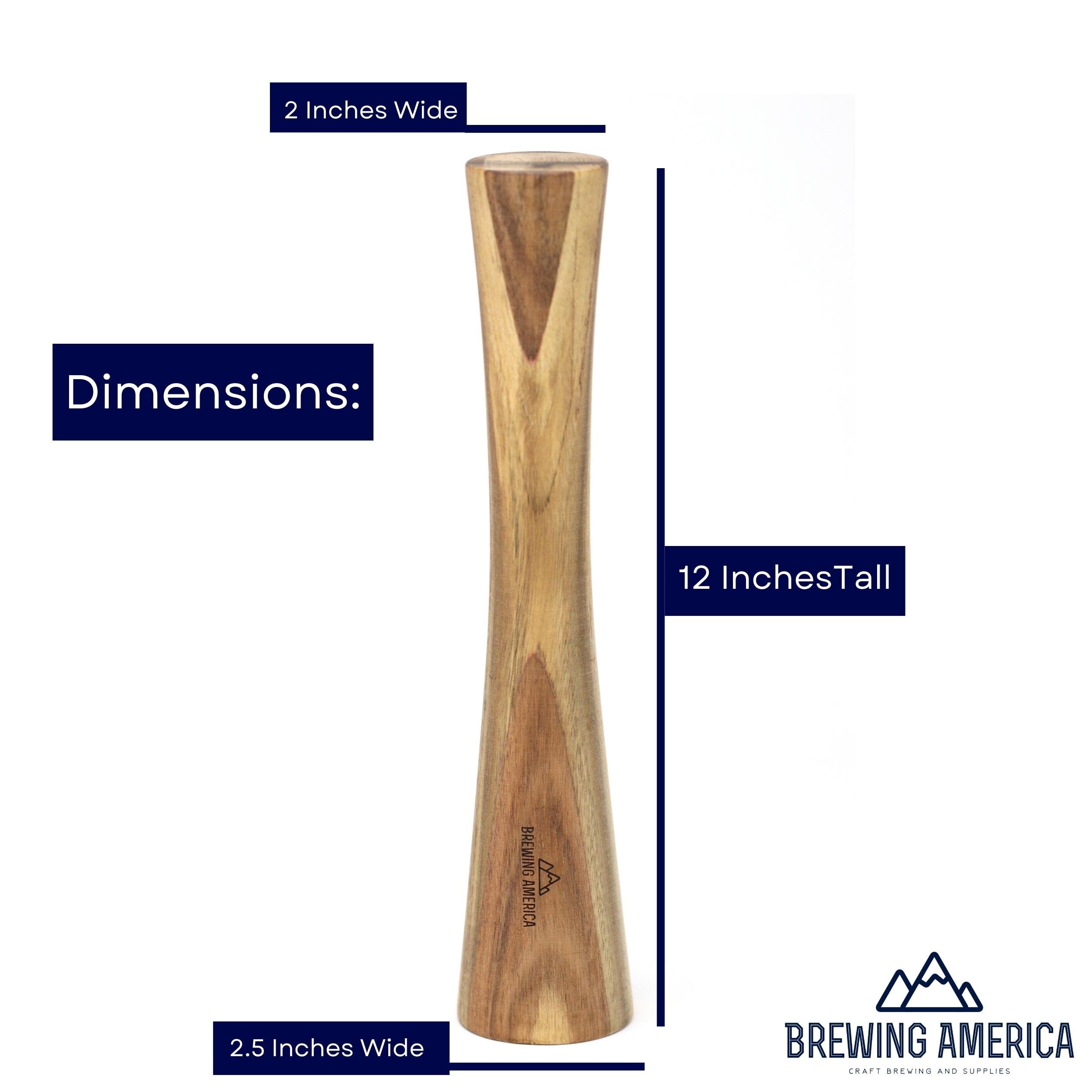 Brewing America acacia wood 12-inch tamper designed for mason jars.
