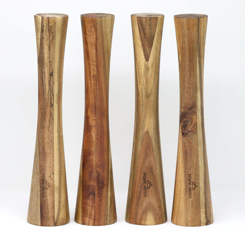 Brewing America acacia wood grain detail highlights durability and aesthetics.