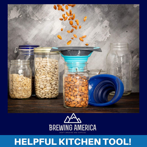 Brewing America wide-mouth compatible funnel for versatile mason jar tasks.