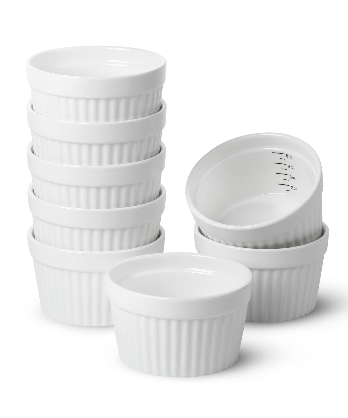 Brew To A Tea 8oz ramekins set, porcelain bakeware ideal for baking and serving.