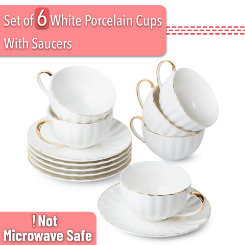Brew To A Tea porcelain white teacups 7 oz for balanced hot beverages