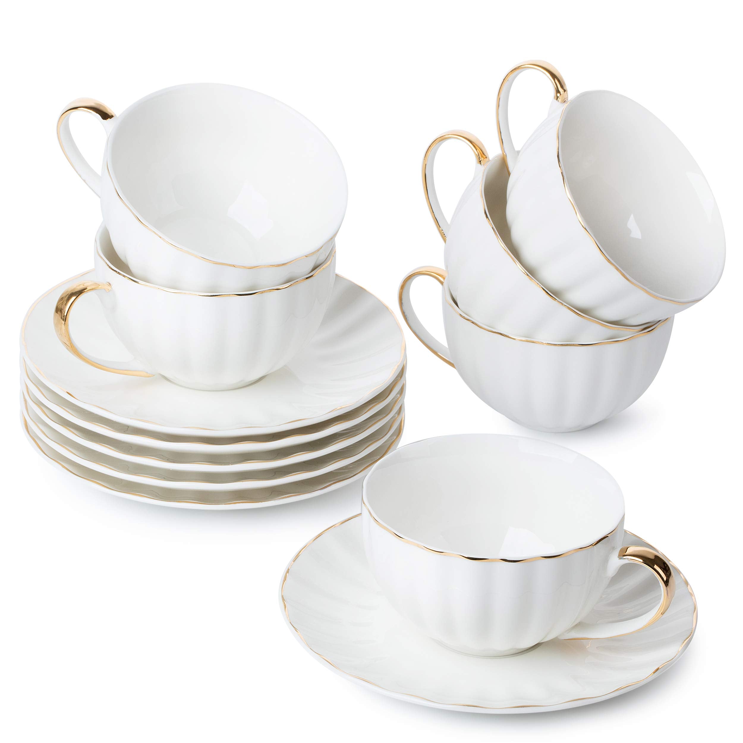 Brew To A Tea white tea cups and saucers set for elegant tea service
