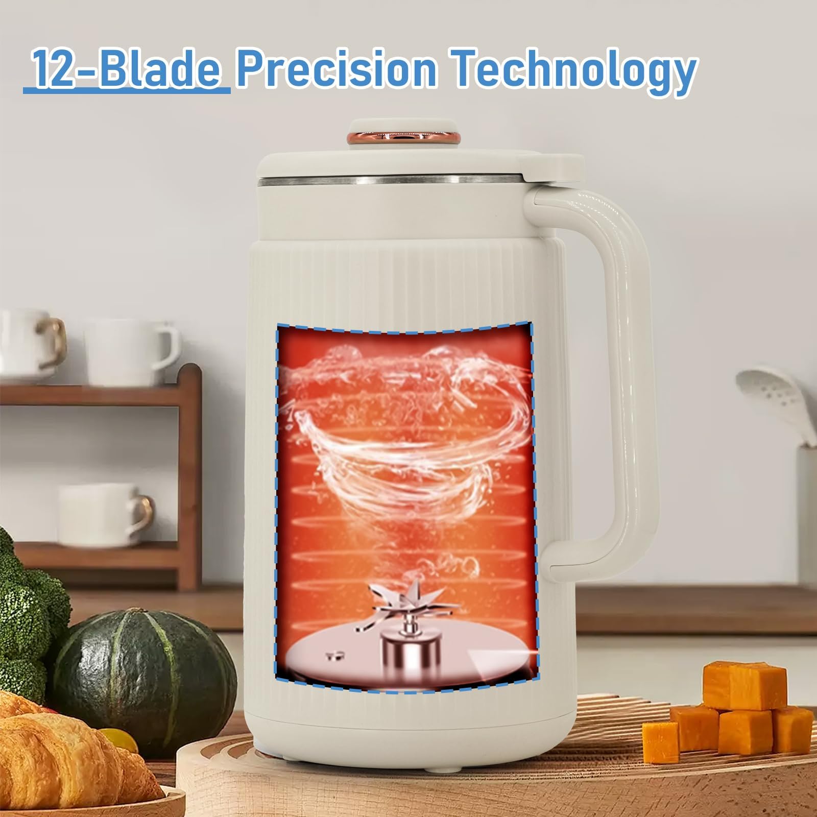 Brezzolife freshly made plant milk pouring into a glass