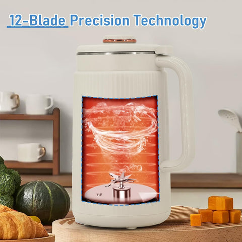 Brezzolife freshly made plant milk pouring into a glass