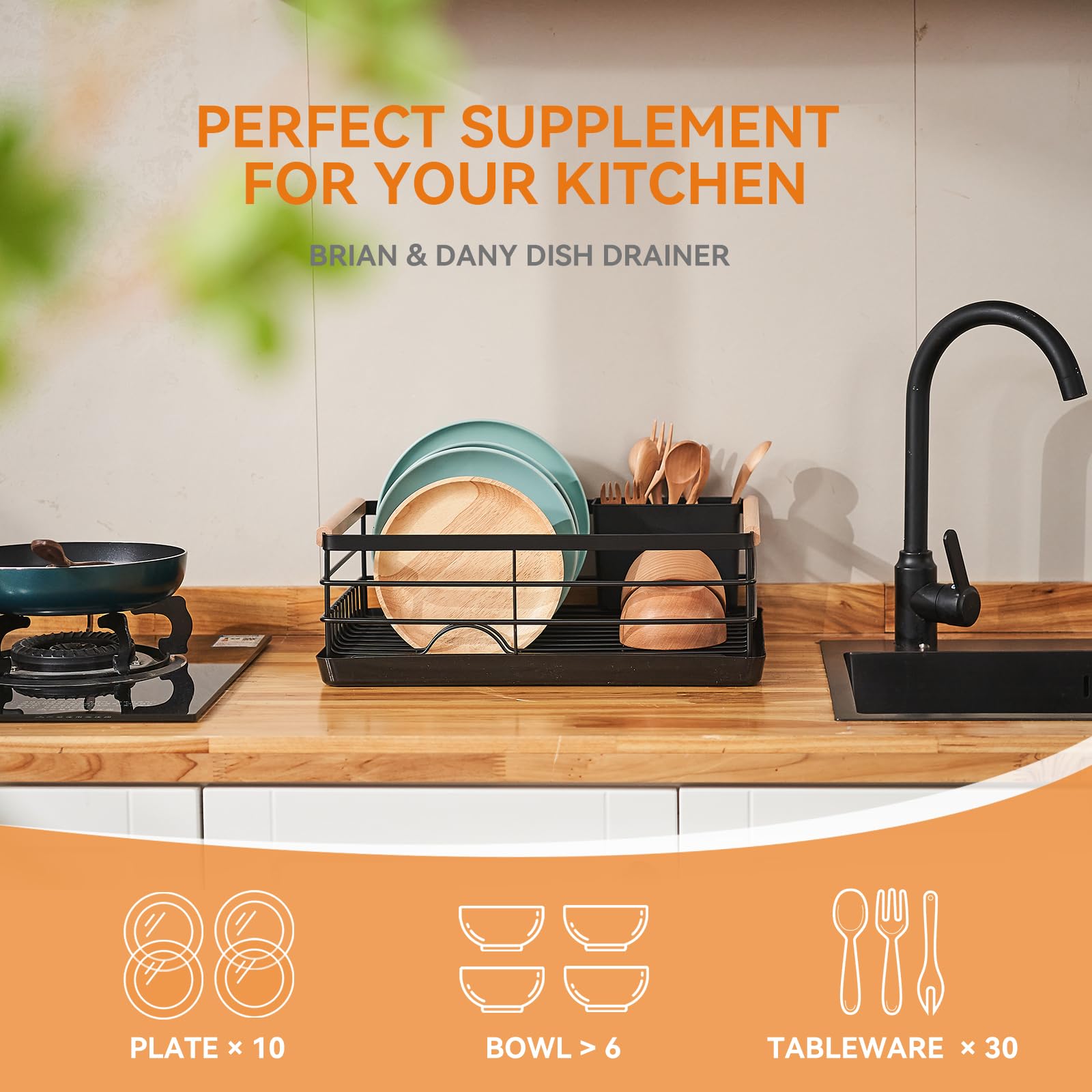 BRIAN & DANY cutlery holder with dividers fits forks and spoons neatly.