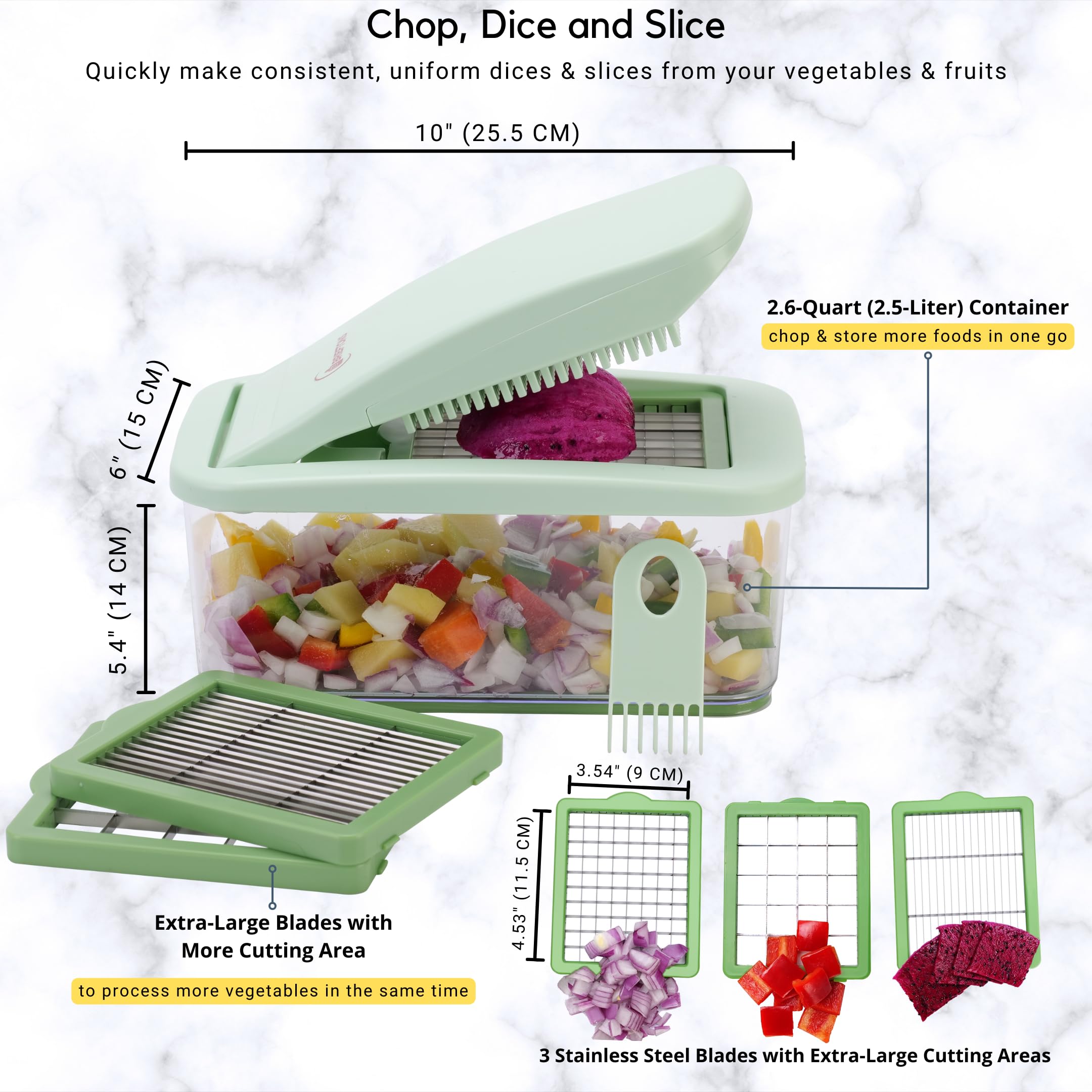 Brieftons QuickPush packaging includes blades, container, tool, and recipe ebooks.