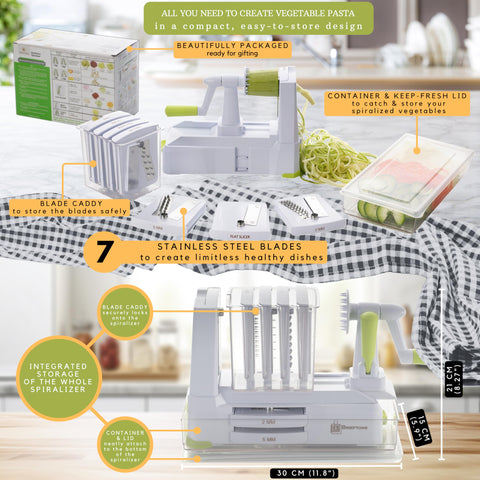 Brieftons Spiralizer compact design saves counter space.