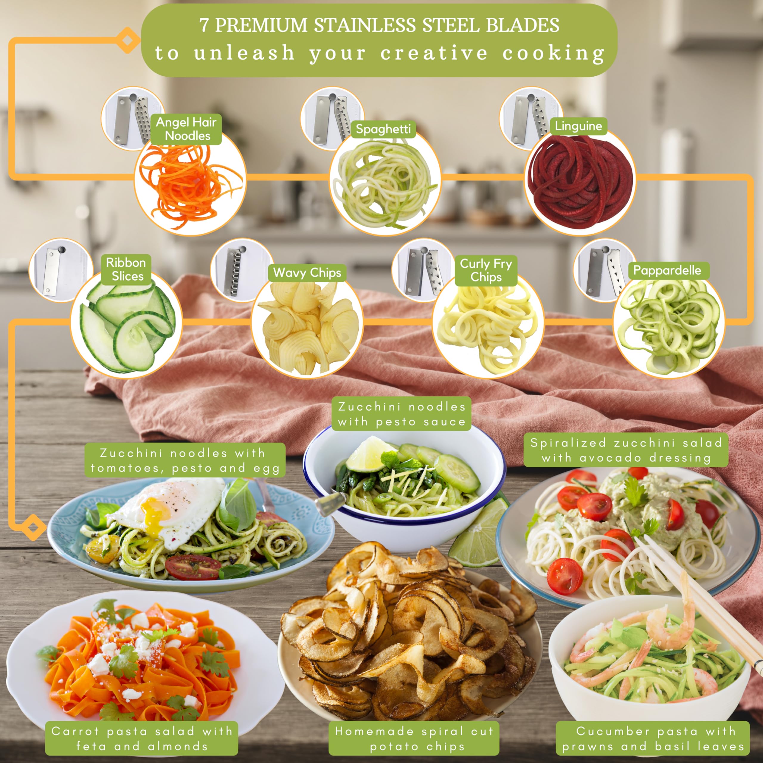 Brieftons Spiralizer keep-fresh lid preserves veggie noodles freshness.