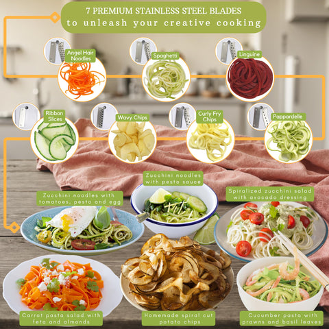 Brieftons Spiralizer keep-fresh lid preserves veggie noodles freshness.