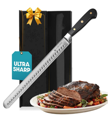 Bright Hobby Brisket Knife blade close-up showing razor-sharp edge for clean cuts