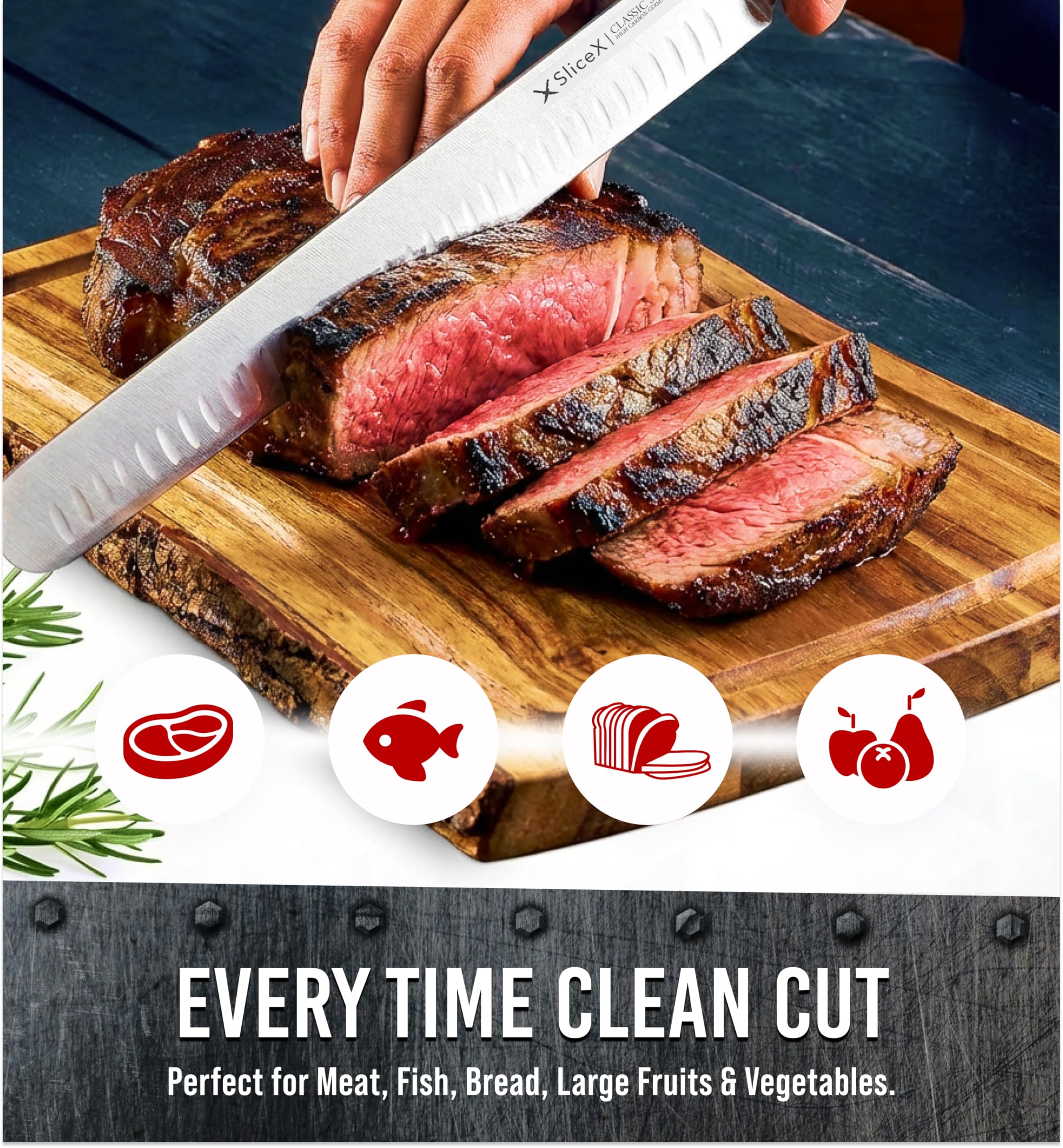 Bright Hobby Brisket Knife full-tang handle demonstrates balanced grip for precise carving
