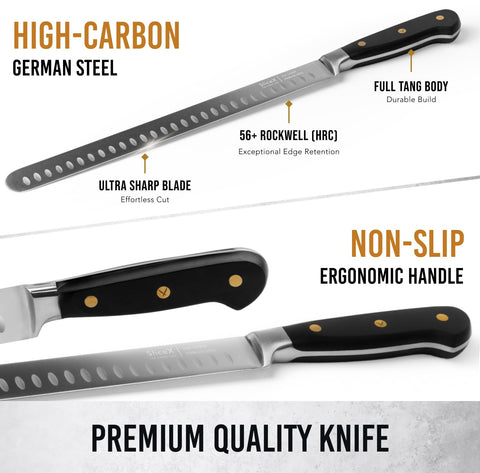 Bright Hobby Brisket Knife slicing brisket in action for effortless portioning