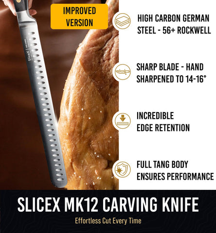 Bright Hobby Brisket Knife slicing ham evenly for uniform portions