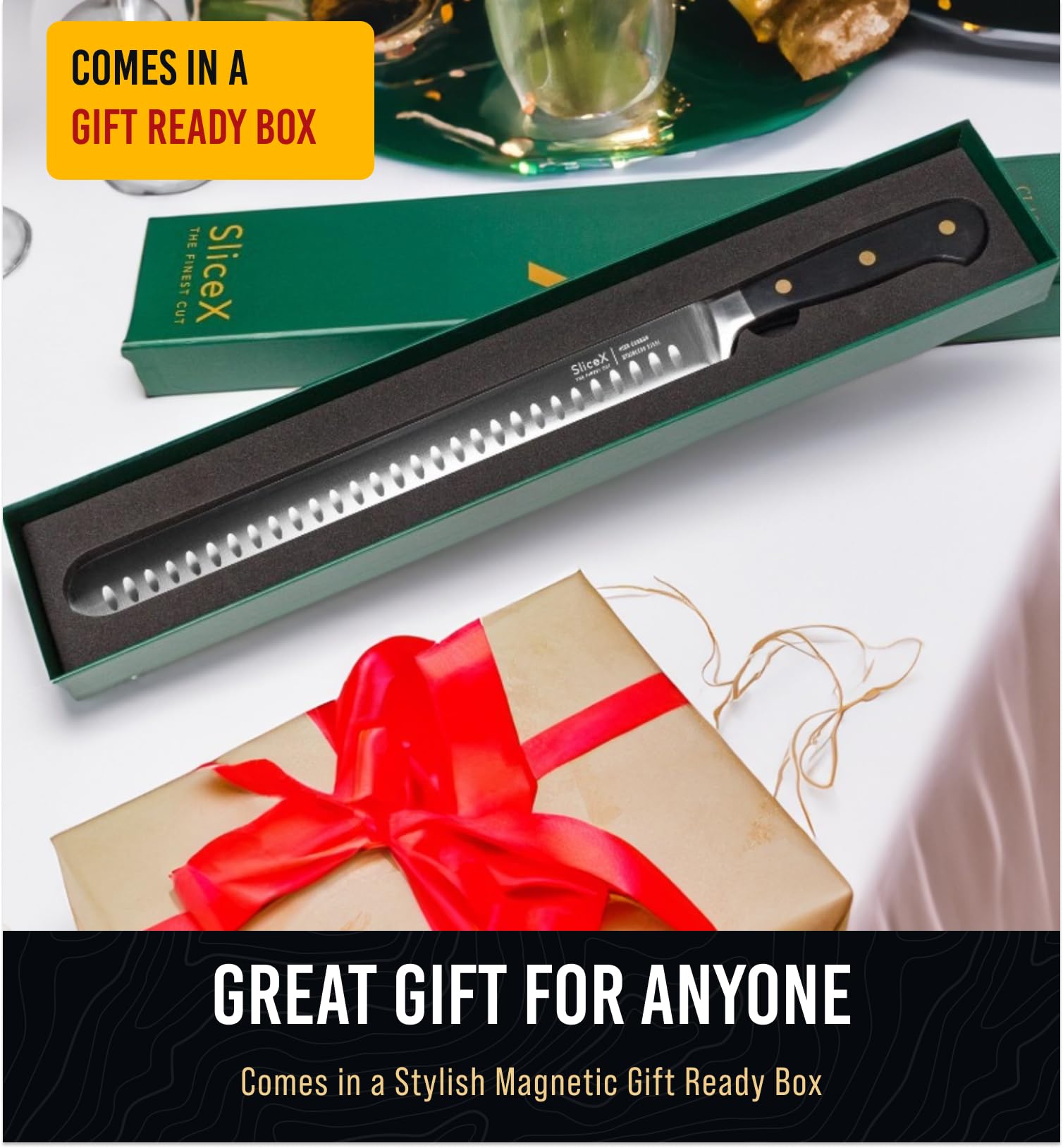 Bright Hobby Brisket Knife carving turkey with confident control and clean slices