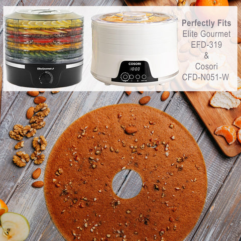 Bright Kitchen edge silicone dehydrator sheets for Elite Gourmet EFD319 provide reusable, non-toxic drying surfaces