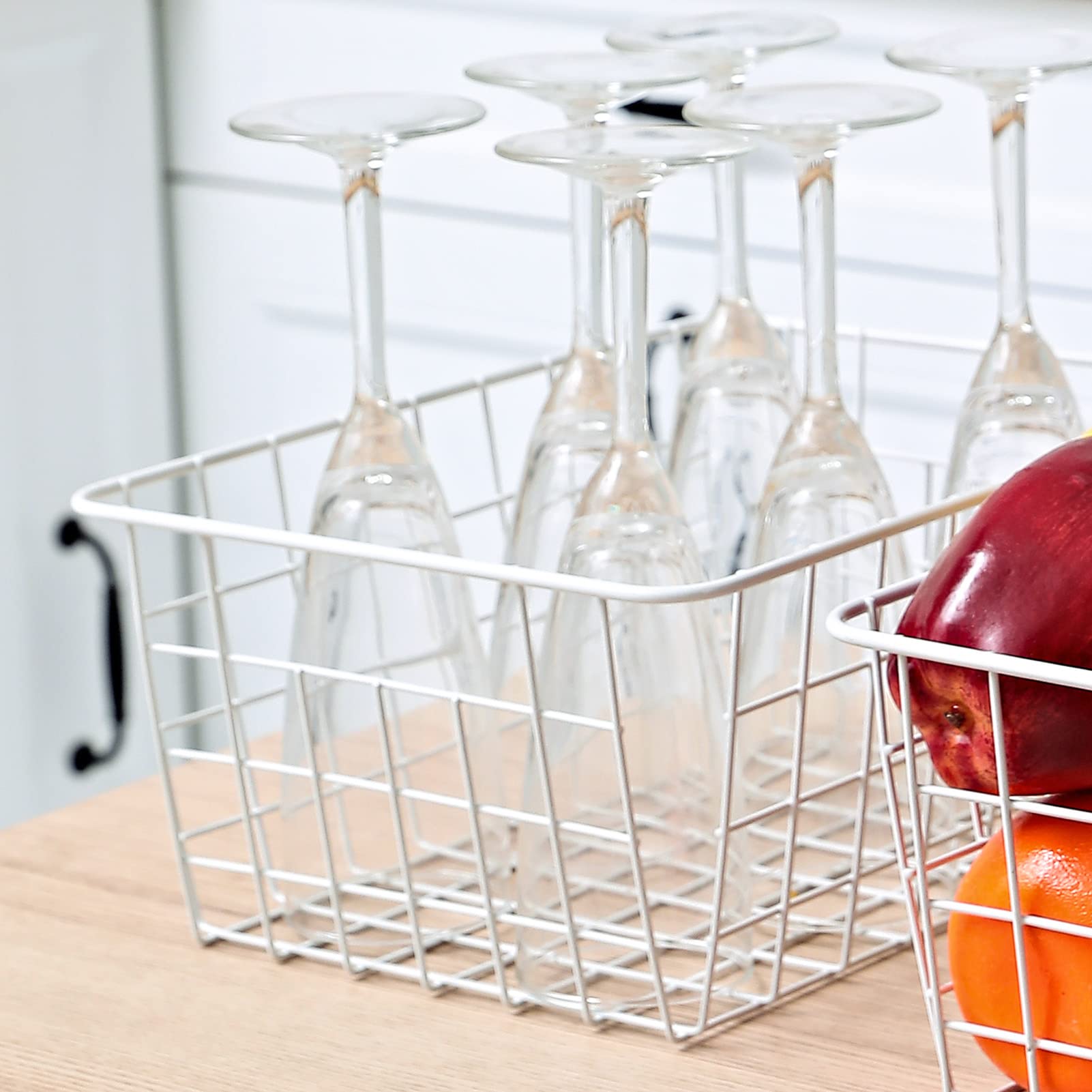 Brightalk kitchen and bathroom organizer basket keeps small items tidy.