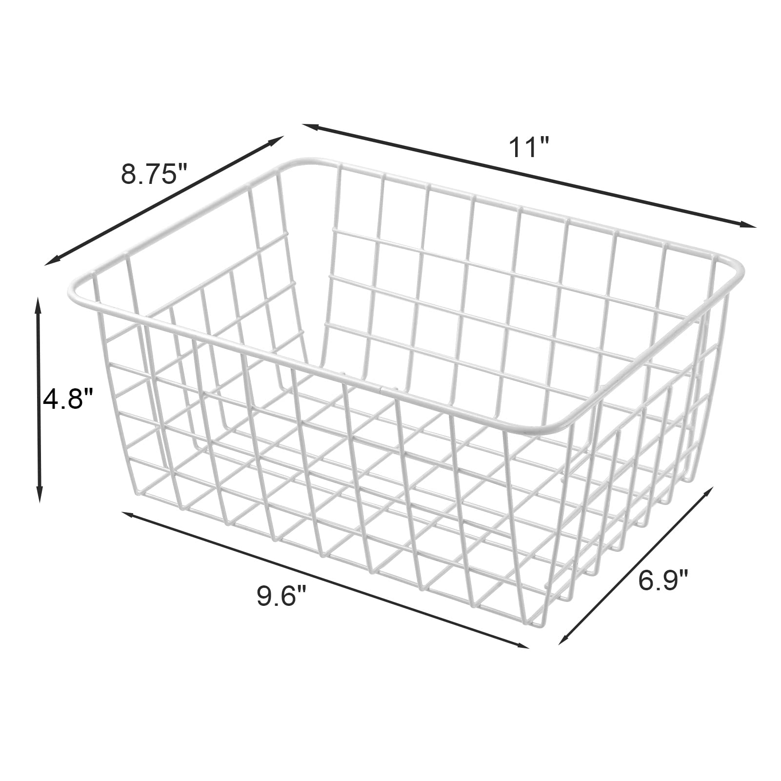 Brightalk white wire storage basket helps organize pantry items and reduce clutter.